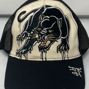 Ed Hardy black panther adjustable trucker cap
Tags removed but still new.